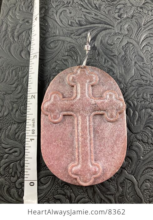 Rhodonite Cross Stone Jewelry Pendant Mini Art Ornament - #ZwPqsRMMg2A-6