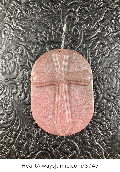Rhodonite Cross Stone Jewelry Pendant Mini Art Ornament - #vqbHmFCbrgU-4