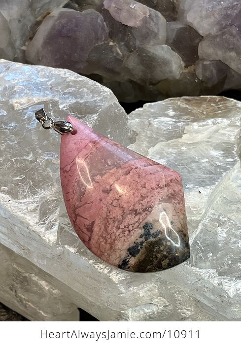 Rhodonite Crystal Stone Pendant Charm - #FyB6nwgnvPY-5