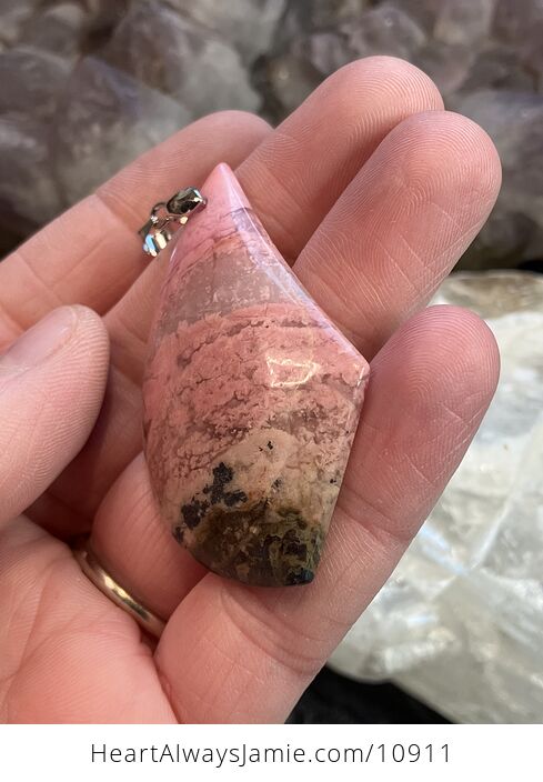 Rhodonite Crystal Stone Pendant Charm - #FyB6nwgnvPY-3