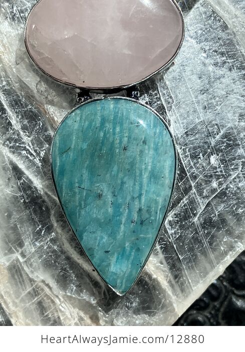 Rose Quartz and Amazonite Crystal Stone Jewelry Pendant Discounted - #cbFZQFH0NvE-4