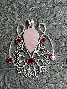 Rose Quartz and Garnet Bohemian Styled Mandala Pendant Stone Crystal Jewelry #puQPSaLFZVg