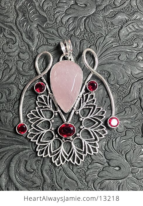 Rose Quartz and Garnet Bohemian Styled Mandala Pendant Stone Crystal Jewelry - #puQPSaLFZVg-1