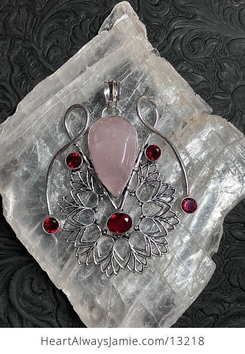 Rose Quartz and Garnet Bohemian Styled Mandala Pendant Stone Crystal Jewelry - #puQPSaLFZVg-6