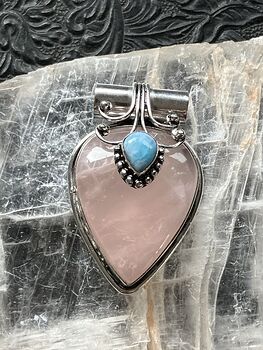 Rose Quartz and Larimar Crystal Stone Jewelry Pendant #ycfIuTmfTN8