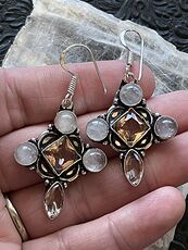 Rose Quartz and Morganite Star Stone Crystal Jewelry Earrings #R2LYsUwHNoE