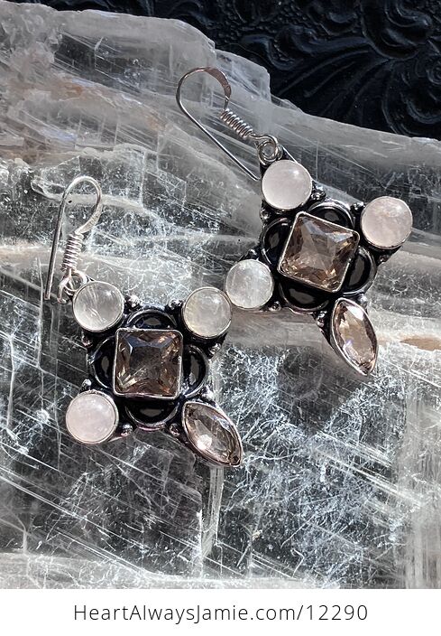 Rose Quartz and Morganite Stone Crystal Jewelry Earrings - #TtuClAASmME-3