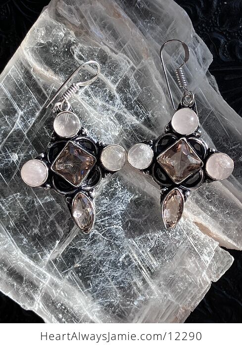 Rose Quartz and Morganite Stone Crystal Jewelry Earrings - #TtuClAASmME-2