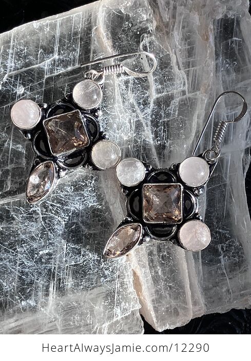 Rose Quartz and Morganite Stone Crystal Jewelry Earrings - #TtuClAASmME-4