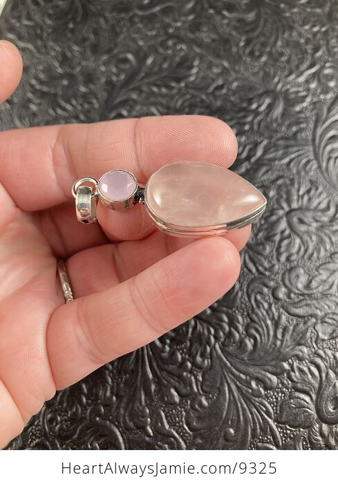 Rose Quartz and Pink Chalcedony Crystal Stone Jewelry Pendant - #UGX6oDaZML0-5
