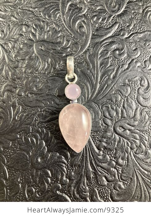 Rose Quartz and Pink Chalcedony Crystal Stone Jewelry Pendant - #UGX6oDaZML0-1