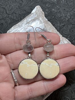 Rose Quartz and Yellow Earrings Stone Crystal Jewelry #v1JWkOJFqRI