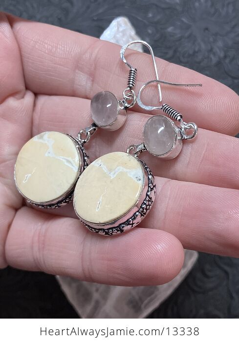 Rose Quartz and Yellow Earrings Stone Crystal Jewelry - #v1JWkOJFqRI-3