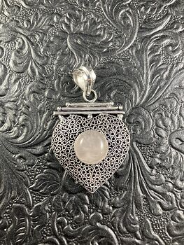 Rose Quartz Crystal Stone and Silver Heart Jewelry Pendant #qYrbYSRjdbE