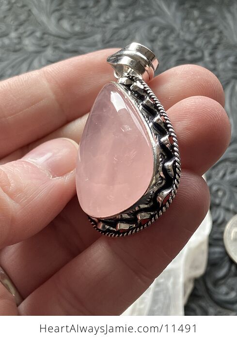 Rose Quartz Crystal Stone Jewelry Pendant - #UrvhgcoJfCA-3