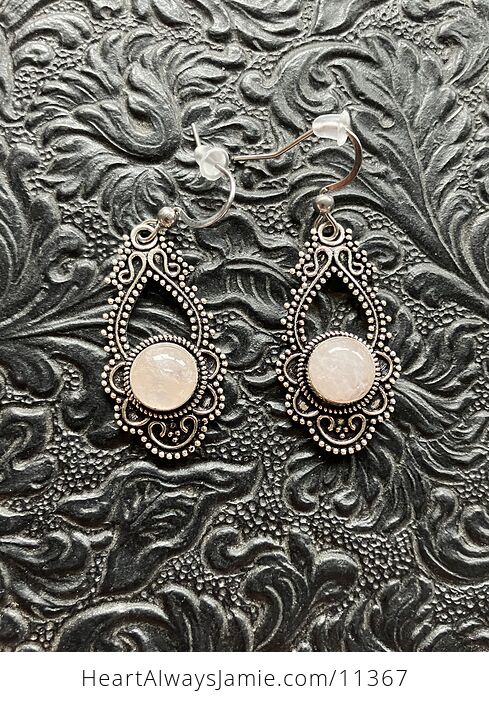 Rose Quartz Crystal Stone Ornate Jewelry Earrings - #KGqVXUxHco4-3