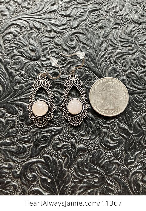 Rose Quartz Crystal Stone Ornate Jewelry Earrings - #KGqVXUxHco4-2