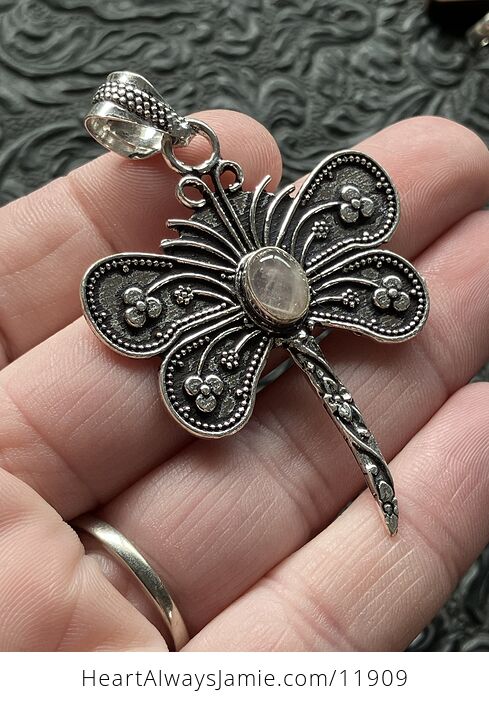 Rose Quartz Dragonfly Stone Jewelry Crystal Pendant - #jqN0G7qMgDc-3