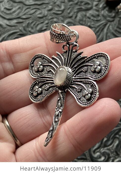 Rose Quartz Dragonfly Stone Jewelry Crystal Pendant - #jqN0G7qMgDc-4