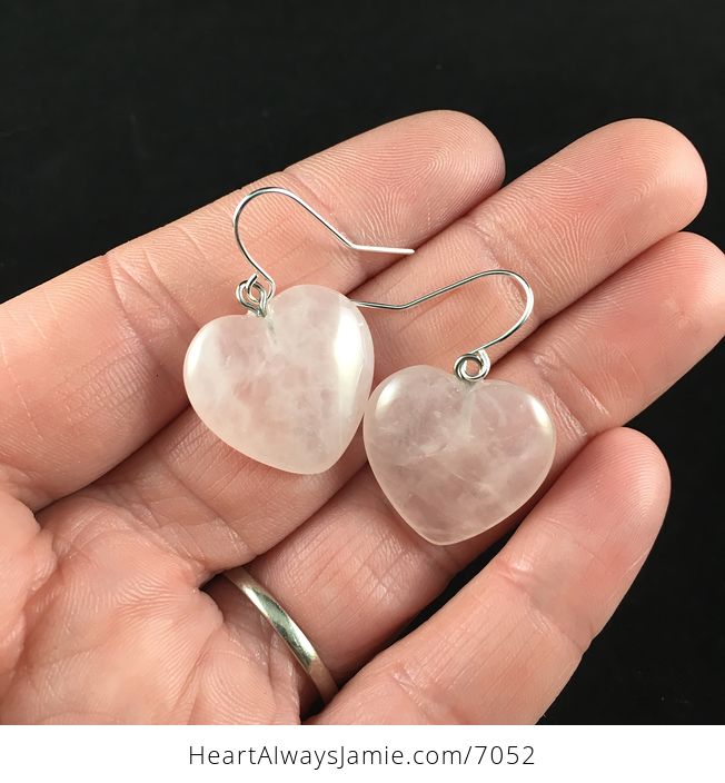 Rose Quartz Heart Shaped Stone Jewelry Earrings - #vY4OvsuJr58-1
