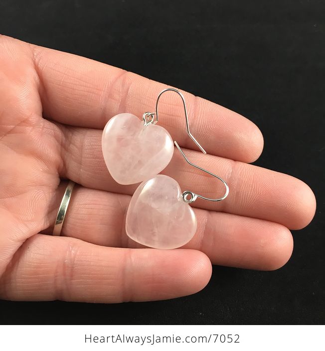 Rose Quartz Heart Shaped Stone Jewelry Earrings - #vY4OvsuJr58-2