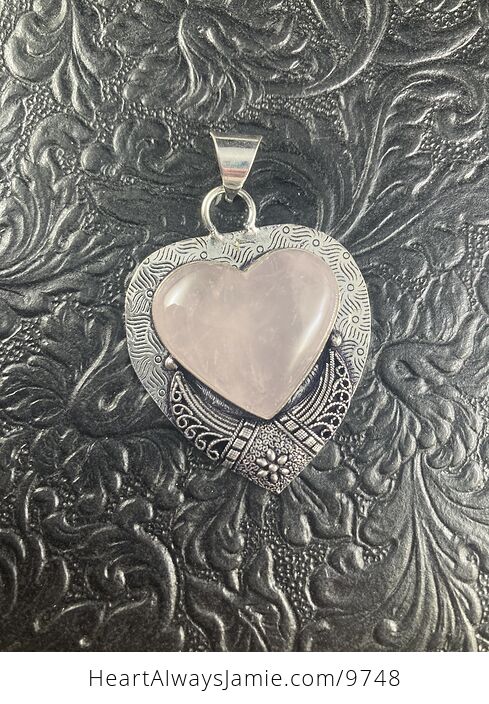 Rose Quartz Heart Stone Jewelry Pendant - #j7FTLkRl654-1