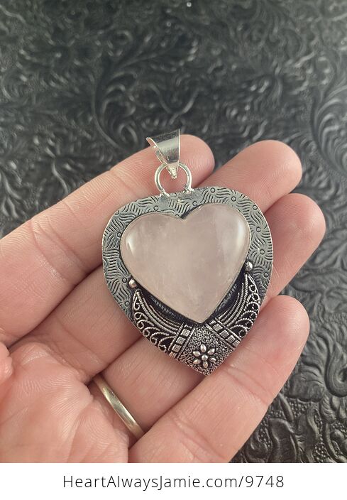Rose Quartz Heart Stone Jewelry Pendant - #j7FTLkRl654-2