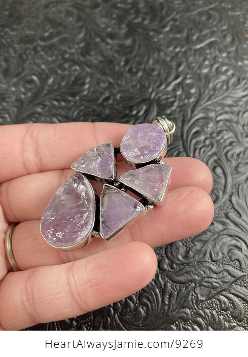 Rough Natural Amethyst Crystal Stone Pendant Jewelry - #J0NoNQpfovM-3