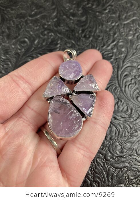 Rough Natural Amethyst Crystal Stone Pendant Jewelry - #J0NoNQpfovM-2
