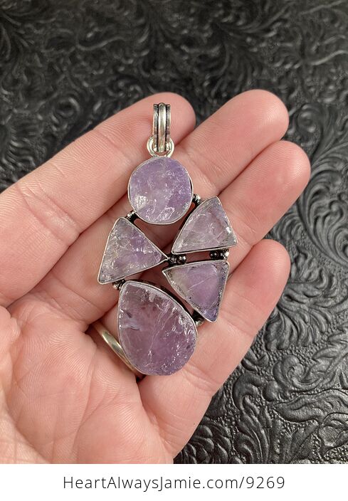 Rough Natural Amethyst Crystal Stone Pendant Jewelry - #J0NoNQpfovM-1