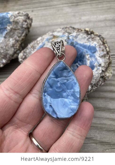 Rough Owyhee Oregon Blue Opal Pendant - #ohYTwproEfg-2