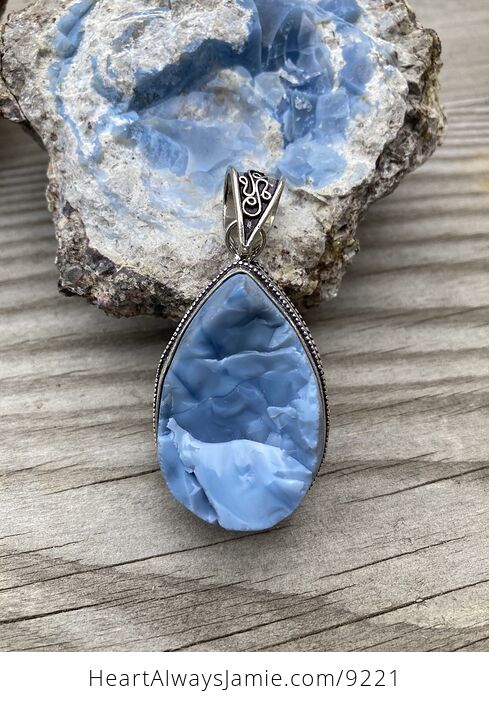 Rough Owyhee Oregon Blue Opal Pendant - #ohYTwproEfg-1