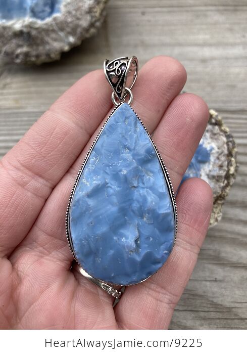 Rough Owyhee Oregon Blue Opal Pendant - #sRcbVKMe1dY-3