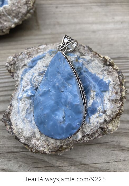 Rough Owyhee Oregon Blue Opal Pendant - #sRcbVKMe1dY-1