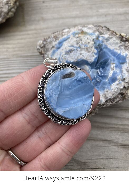 Rough Round Owyhee Oregon Blue Opal Pendant - #Fexmij5EIpQ-4