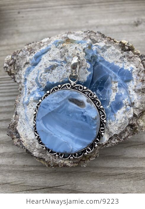 Rough Round Owyhee Oregon Blue Opal Pendant - #Fexmij5EIpQ-1