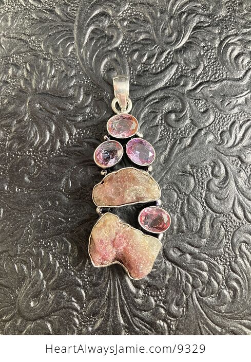 Rough Ruby and Bicolor Tourmaline Crystal Stone Jewelry Pendant - #XQIGfw7f4xc-1