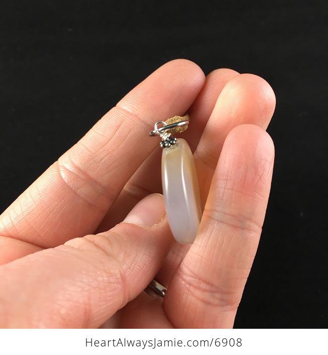 Round Agate Stone Jewelry Pendant Necklace - #1zqKJq3ELMo-2