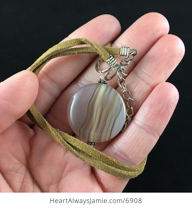 Round Agate Stone Jewelry Pendant Necklace - #1zqKJq3ELMo-4