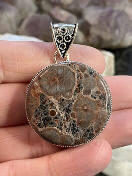 Round Birds Eye Rhyolite Jasper Stone Jewelry Crystal Pendant #PjFiIHO8dj4