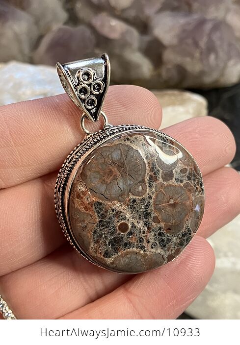 Round Birds Eye Rhyolite Jasper Stone Jewelry Crystal Pendant - #PjFiIHO8dj4-2
