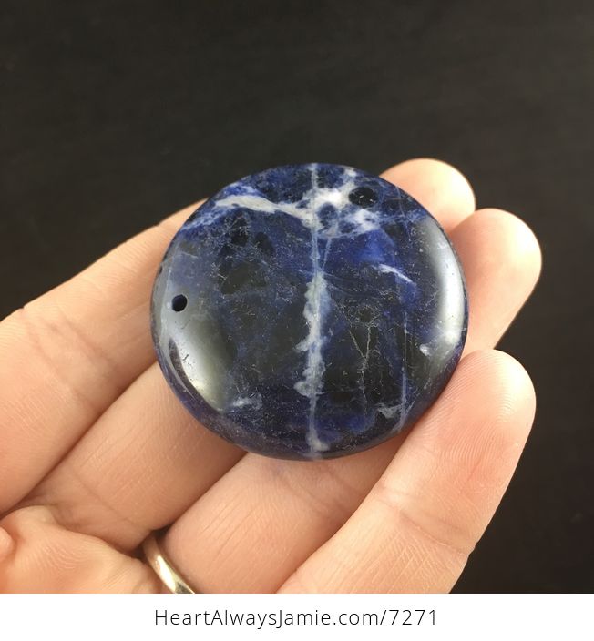 Round Blue and White Sodalite Stone Jewelry Pendant - #yZAcX24ZWwQ-4