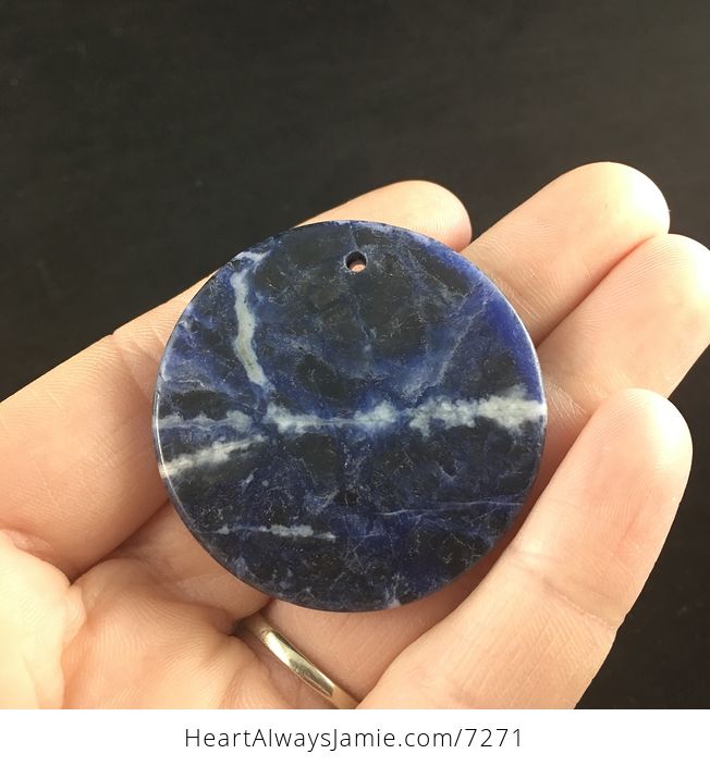 Round Blue and White Sodalite Stone Jewelry Pendant - #yZAcX24ZWwQ-5