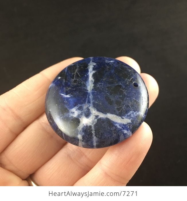 Round Blue and White Sodalite Stone Jewelry Pendant - #yZAcX24ZWwQ-3
