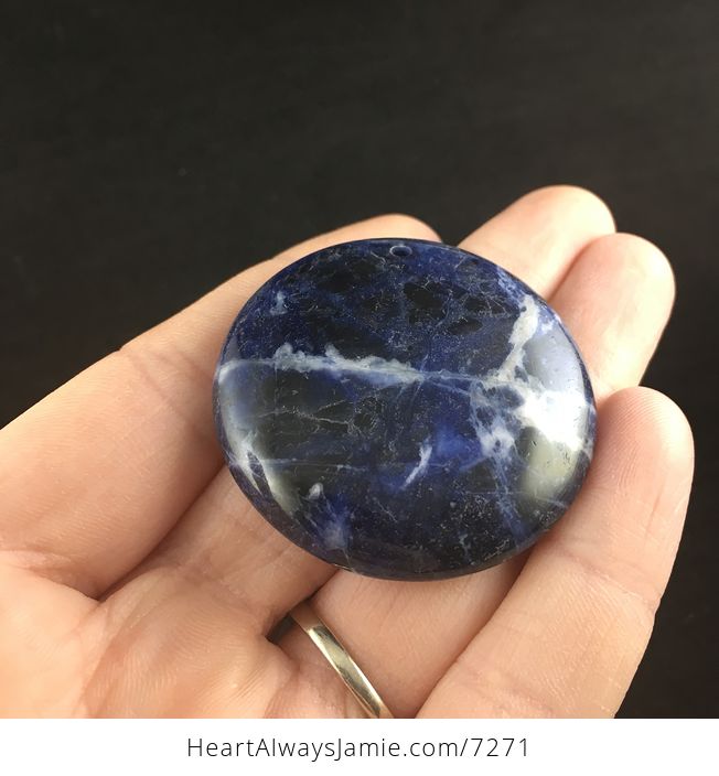 Round Blue and White Sodalite Stone Jewelry Pendant - #yZAcX24ZWwQ-2