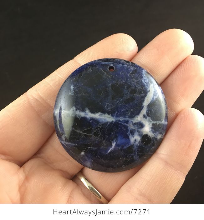Round Blue and White Sodalite Stone Jewelry Pendant - #yZAcX24ZWwQ-1