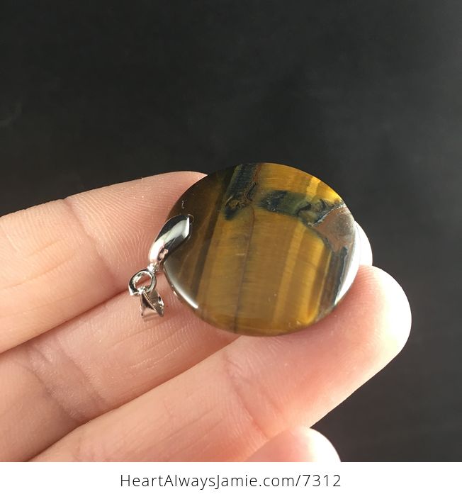 Round Blue and Yellow Tigers Eye Stone Jewelry Pendant - #mmTph4LziN8-3