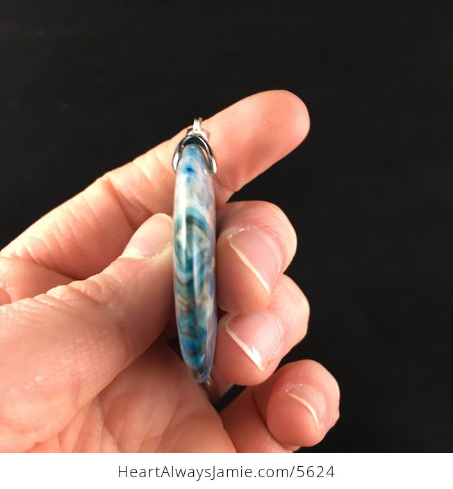 Round Blue Crazy Lace Agate Stone Jewelry Pendant - #CTNqUo8Ymxg-5