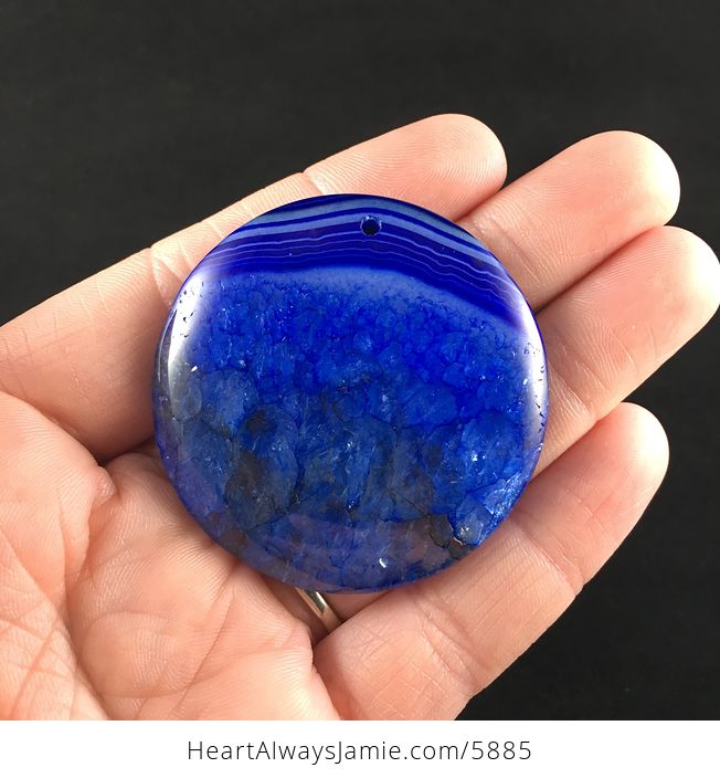 Round Blue Drusy Agate Stone Jewelry Pendant - #zIEyyYw7Gus-1
