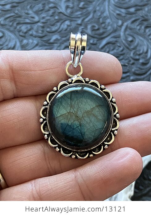 Round Blue Flash Labradorite Pendant Stone Crystal Jewelry - #dBFsW51a6ag-2